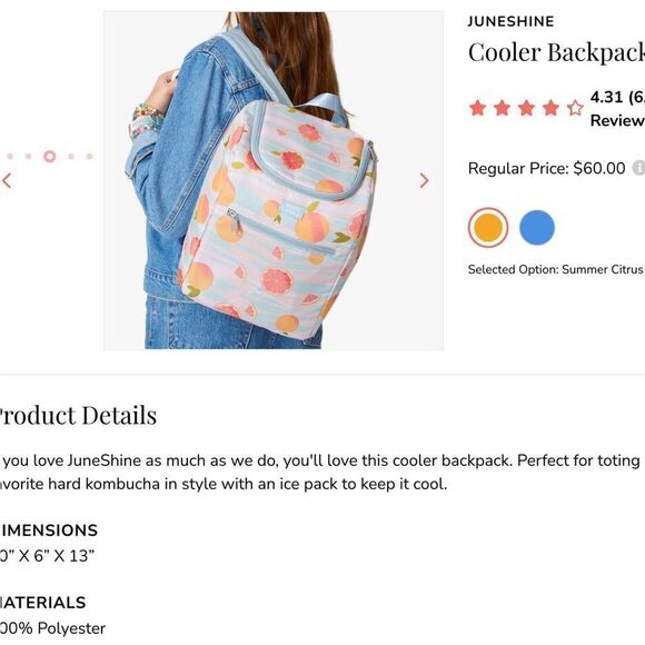 NEW WITH‎ TAGS JUNESHINE INSULATED COOLER BACKPACK main image 6
